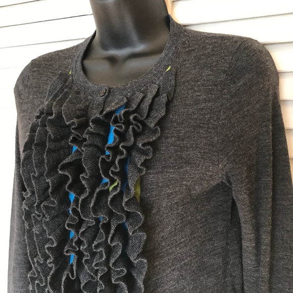 🩶 Paul Smith Black Label ruffle front wool cardigan - Picture 1 of 12